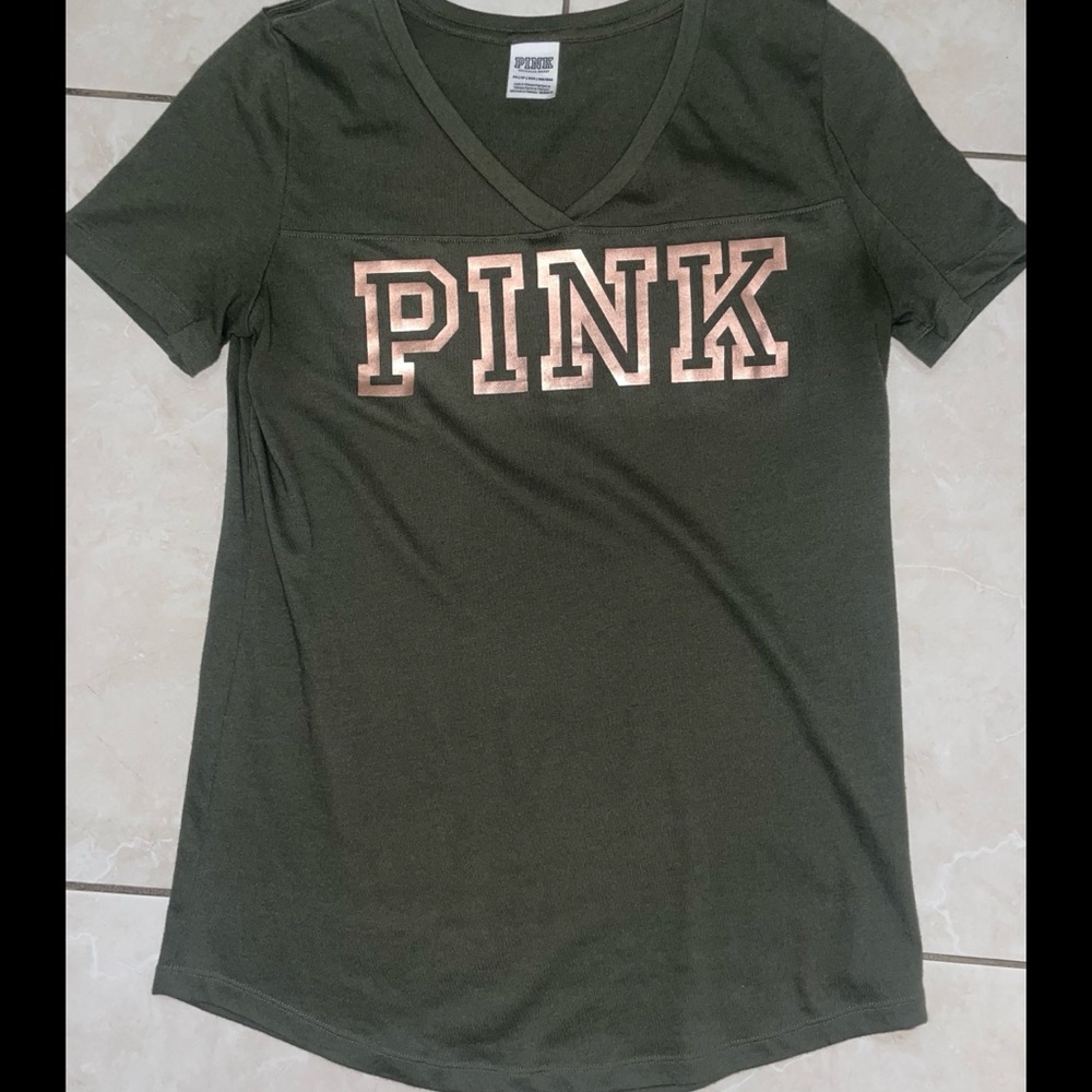 Olive Green and Rose Gold Military-Style T-Shirt